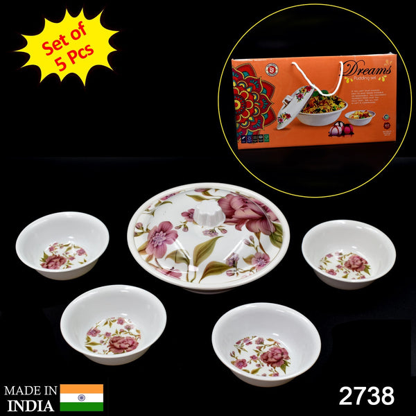 2738 5 Pc Pudding Set used as a cutlery set for serving food purposes and sweet dishes and all in all kinds of household and official places etc. DeoDap