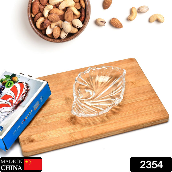 2354 Leaf shaped Glass Serve tray of snacks, Mukhwaas, and ice cream. DeoDap