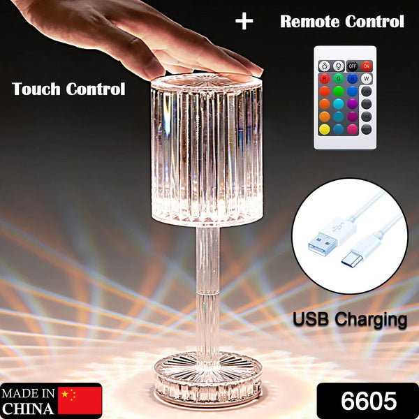 6605 Crystal Table Lamp , Touch Control Atmosphere Nightstand Lamp With USB Charging Line DeoDap