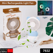 7632 MINI PORTABLE FAN USB RECHARGEABLE HANDHELD BEAR STYLE COLOR CHANGING LED LIGHT POCKET DESK LIGHT FAN DeoDap