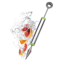 5335 Multifunctional 2 in 1 Melon Baller - Stainless Steel Dig Scoop with Fruit Carving Knife. DeoDap