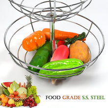 5224  2 Tier Steel Fruit Basket Bowl Fruit Bread Organizer Storage Holder Stand with Modern Design for Gift Home Party DeoDap