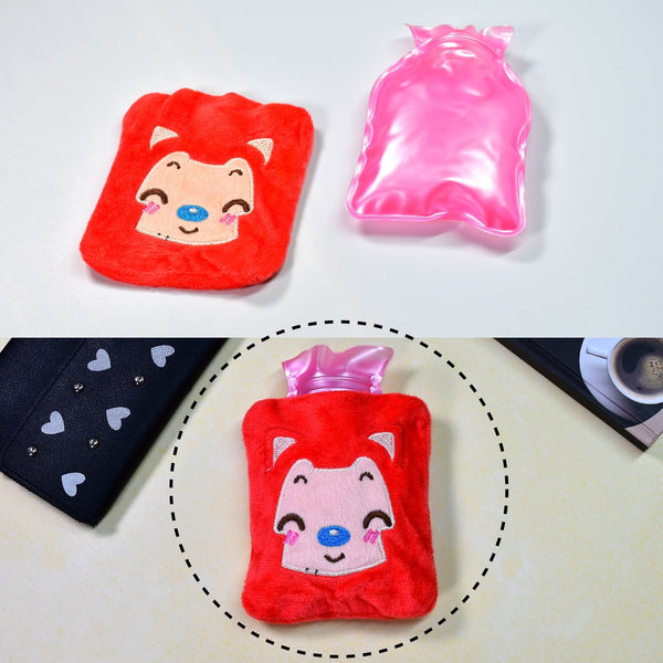 6523 Pink Cat small Hot Water Bag with Cover for Pain Relief, Neck, Shoulder Pain and Hand, Feet Warmer, Menstrual Cramps. DeoDap