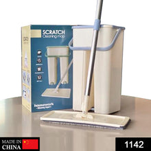 1142 Scratch Cleaning Mop with 2 in 1 Self Clean Wash Dry Hands Free Flat Mop DeoDap