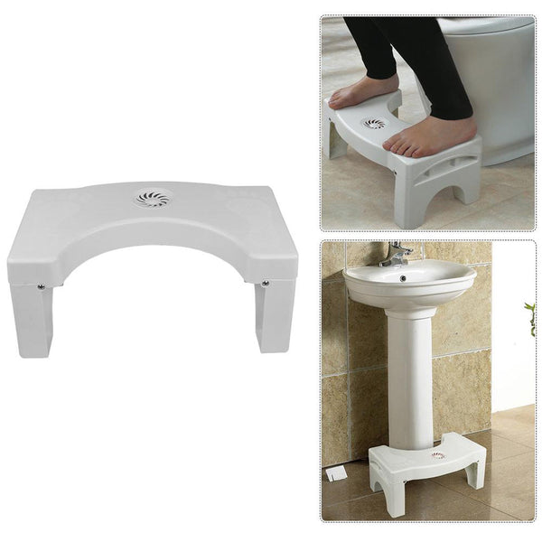 6005A Plastic Non-Slip Folding Toilet Squat Stool - White Color DeoDap