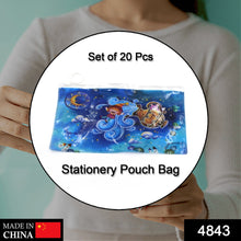 4843 20 Pc Blue Printed Pouch For Carrying Stationary Stuffs And All By The Students. DeoDap