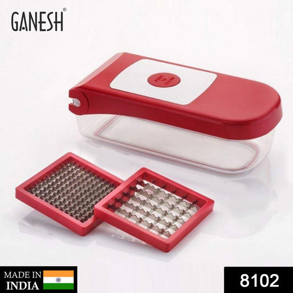 8102 Ganesh Plastic Chopper Vegetable and Fruit Cutter, Red DeoDap