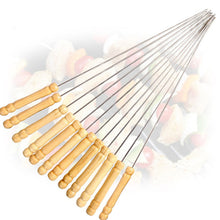 2228 Barbecue Skewers for BBQ Tandoor and Gril with Wooden Handle - Pack of 12 DeoDap