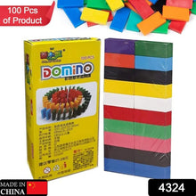 4324 100PC DOMINO BLOCKS SET MULTICOLOR WOODEN TOY BUILDING INDOOR GAME TOY