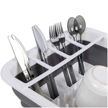 0804 Collapsible Folding Silicone Dish Drying Drainer Rack with Spoon Fork Knife Storage Holder DeoDap