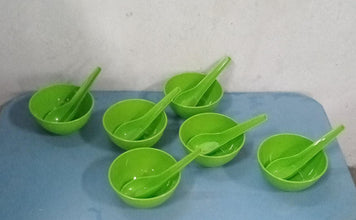 5105 Soup Bowl Spoon Set Plastic For Kitchen & Home Use